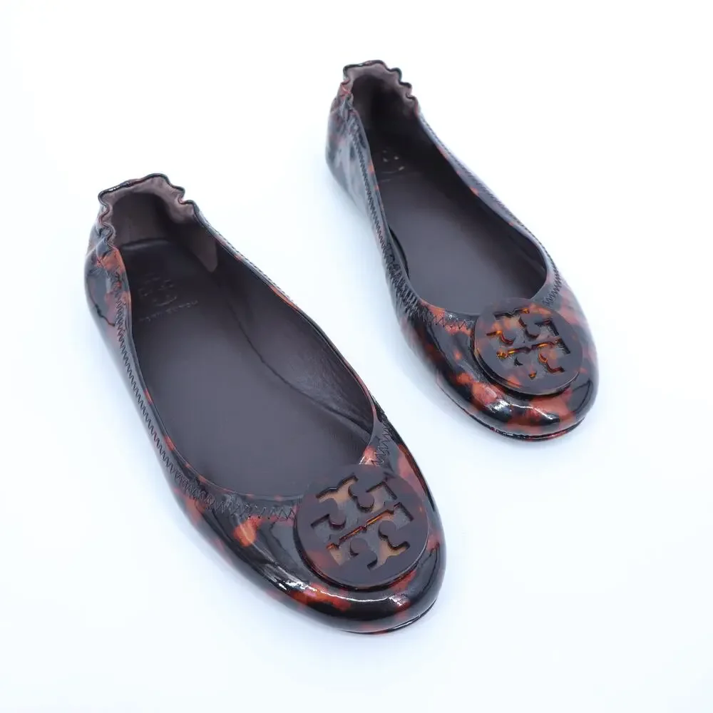 TORY BURCH Minnie Travel Ballet Flats NWOT Tortoise Brown Slip On Women's 6.5